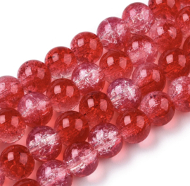 Glaskralen crackle rood – 6×5 mm – 50 stuks – superdeal