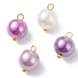 Glasparel bedels paars mix – 11x9mm – per 5 stuks