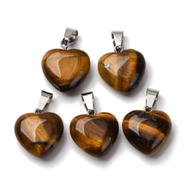 Natuursteen bedel tijgeroog hart – 19x15x8mm – per stuk
