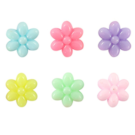 Kunststof kralen mix pastel bloem – 10 mm – rijggat 1,7 mm – per 100 stuks - OP=OP