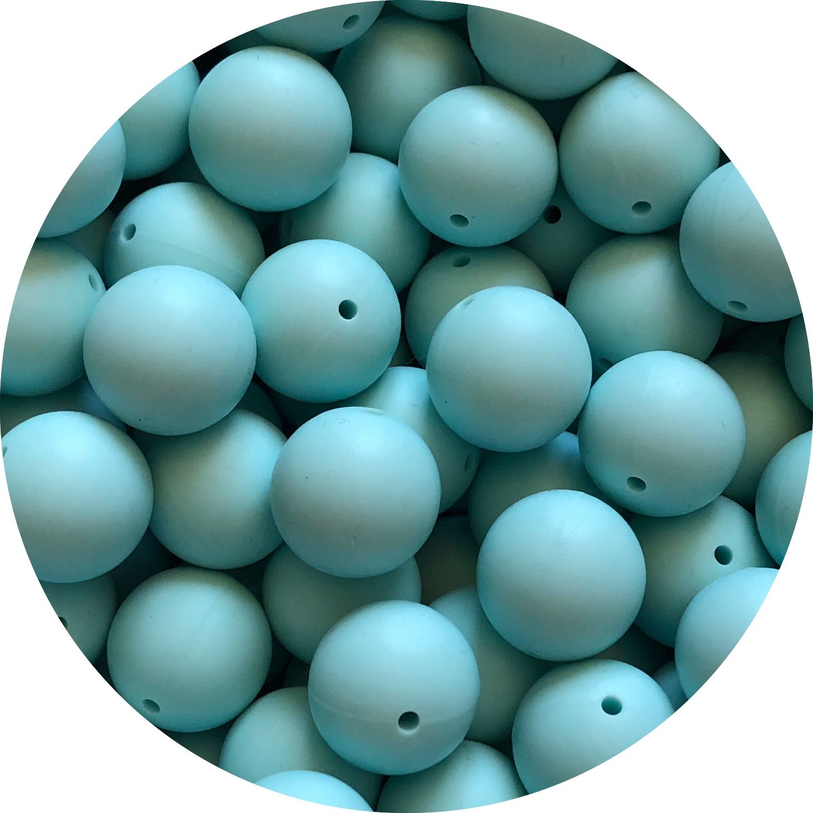 Siliconen Kralen Minty Blue – per stuk | Ø12 mm, Ø15 mm of Ø20 mm