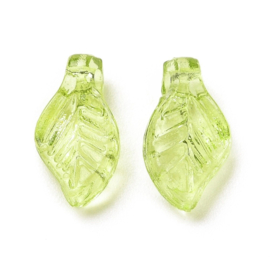 Kunststof bedels blaadje groen klein – 10×6×4 mm – ca. 50 stuks