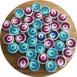 Kralen hout evil eye 38 stuks restpartij 20mm