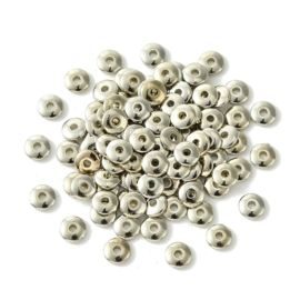 Kunststof disc spacer kralen – zilverkleurig – 6x2mm – ca. 100 stuks