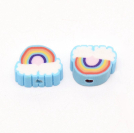 Polymeer kralen regenboog/wolk – ca. 8×10×4 mm – 5 stuks