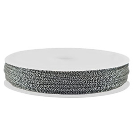 Macramé draad gevlochten zwart zilver – 1 mm – op rol per 10 meter