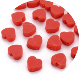 Polymeer kralen hart – ca. 9×9×5 mm – 5 stuks (rood)