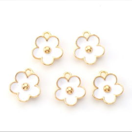 Bloem bedel wit – 13×11 mm (per 5 stuks)