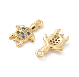 Bedel schildpadje gold plated met zirkonia 15x10x2 mm – per stuk