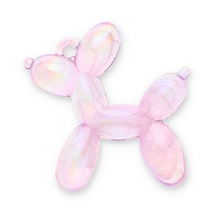 Bedel balloon dog lila met AB-coating 45x45 mm – kunststof bedels voor DIY sieraden