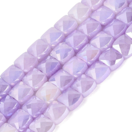 Glaskralen rechthoek facet – lila – 7x8x5 mm – ca. 25 stuks