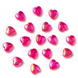 Kralen fuchsia hartjes 25st