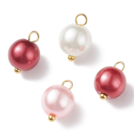 Glasparel bedels rood – 11x9mm – per 5 stuks