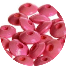 Kralen hout disc oudroze 25st