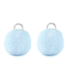 Bedels pompom Carolina blue silver 10mm