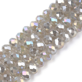 Glaskralen facet AB plated Silver Mist – 6×5mm – ca. 80 stuks - Superdeal