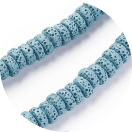 Lavasteen rondellen 8×4 mm – lichtblauw – 10 stuks