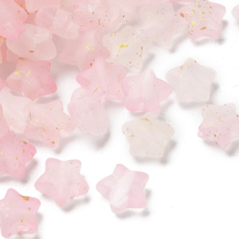 Kunststof kralen ster roze met goud – 9×10×5 mm – ca. 45 stuks