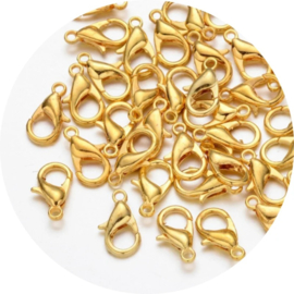 Karabijn slotje goudkleurig – 12×6mm – 10 stuks