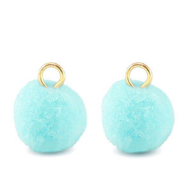 Bedels pompom aquamarine gold 10mm