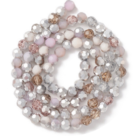 Kralen facet light pink-brown silver 100st