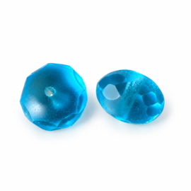 Glaskralen blauw met facetrand – 9×6 mm – 50 stuks