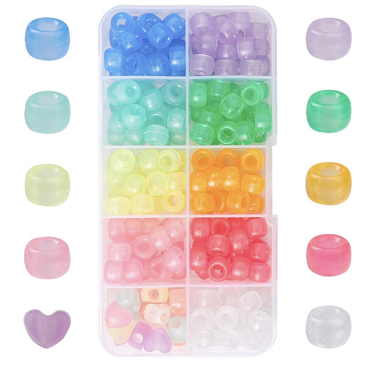 Kralen box – barrel / pony beads 9x6 mm – groot rijggat 3,5 mm – ca. 200 stuks