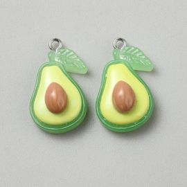 Resin bedel avocado – 28 × 18 × 11 mm – per stuk
