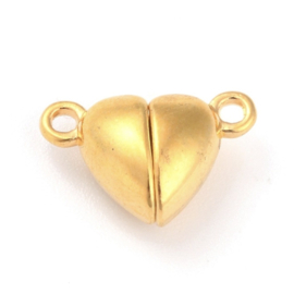 Magnetische sluiting hart goudkleurig – 15x10x6 mm – per stuk