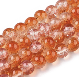 Glaskralen crackle oranje – 6×5 mm – 50 stuks – superdeal