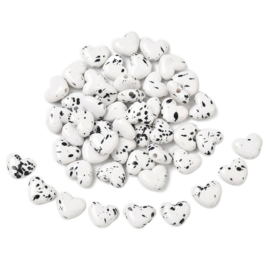 Kunststof kralen dots hart – 11×14×6 mm – per 50 stuks