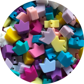 Siliconen kralen kroontjes mix 18x14x8 mm – 10 stuks