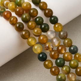 Natuursteen kralen agaat groen-geel mix – 6mm – ca. 32 stuks