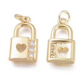 Gold plated slot bedel met hartje – 18x10mm – per stuk
