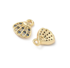 Bedel schelpje gold plated met zirkonia 9x8x2 mm – per stuk