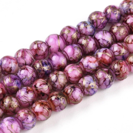 Glaskralen fuchsia met goud – 4 mm – ca. 100 stuks