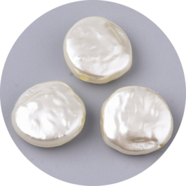 Kunststof kralen plat rond parelglans 15x15 mm – 10 stuks