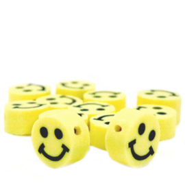 Kralen polymeer smiley geel 5st