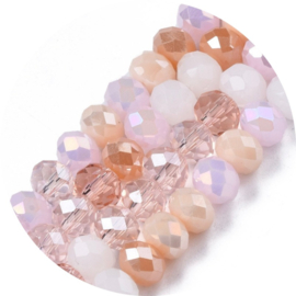 Facetkralen rondel 6x5mm – Nude Mix – ca. 90 stuks