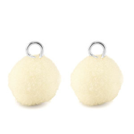 Bedels pompom off white silver 10mm