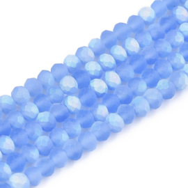 Glaskralen facet Hemelsblauw AB mat – 4×3mm – ca. 105 stuks – Superdeal