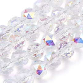 Electroplated glaskralen facet – transparant – 8 mm – ca. 70 stuks