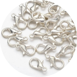 Karabijn slotje zilverkleurig – 12×6mm – 10 stuks