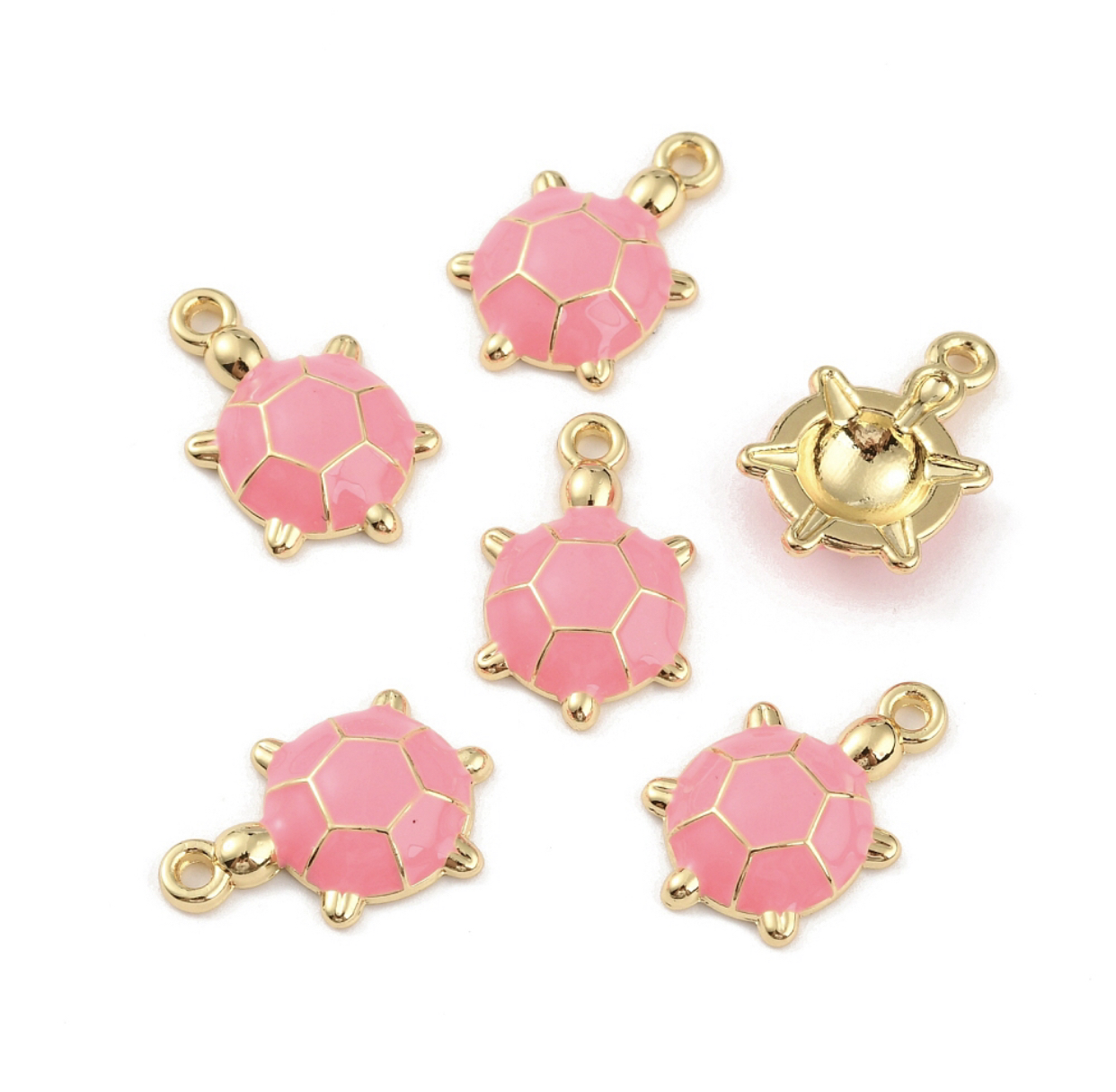 Bedel schildpad goud & roze 19x12x4mm – per stuk