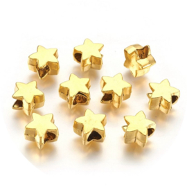 Metalen kralen ster – ca. 12×12×7 mm – 15 stuks (groot rijggat 4,5 mm)