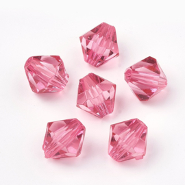 Kunststof facet bicone kralen – roze – 4x4mm – ca. 340 stuks - superdeal