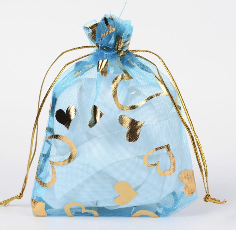 Kadozakje blauw met hartjes – 12×10 cm – 1 stuk