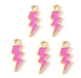 Bliksemschicht bedel – fuchsia/goud – 20×7 mm - per 5 stuks