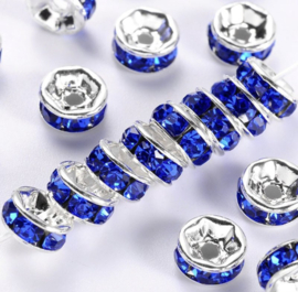 Strass tussenkralen rondel – ca. 8 mm – 10 stuks (kobaltblauw)