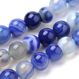 Natuursteen kralen agaat – blauw mix – 6 mm – ca. 63 stuks